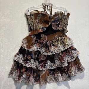 NovaLuxe Women's Mimi Mini Smocked Strapless Tiered Ruffle Dress Size Large